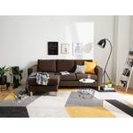 Ecksofa MAISON 2-Sitzer mit Longchair Webstoff - Webstoff Inas: Braun - Longchair davorstehend links