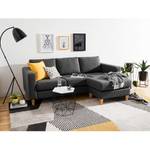 Ecksofa MAISON 2-Sitzer mit Longchair Webstoff - Webstoff Inas: Dunkelgrau - Longchair davorstehend rechts