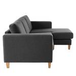 Ecksofa MAISON 2-Sitzer mit Longchair Webstoff - Webstoff Inas: Dunkelgrau - Longchair davorstehend rechts