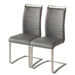 Chaise cantilever Lezuza Imitation cuir / Acier inoxydable - Cuir synthétique Leja: Gris - Lot de 2