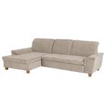 Ecksofa Charlo Antiklederlook - Flachgewebe Soan: Cappuccino - Longchair davorstehend links - Ohne Schlaffunktion