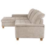 Ecksofa Charlo Antiklederlook - Flachgewebe Soan: Cappuccino - Longchair davorstehend links - Ohne Schlaffunktion