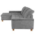 Ecksofa Charlo Antiklederlook - Flachgewebe Soan: Grau - Longchair davorstehend links - Ohne Schlaffunktion