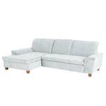 Ecksofa Charlo Antiklederlook - Flachgewebe Soan: Pastellblau - Longchair davorstehend links - Ohne Schlaffunktion