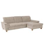 Ecksofa Charlo Antiklederlook - Flachgewebe Soan: Cappuccino - Longchair davorstehend rechts - Ohne Schlaffunktion