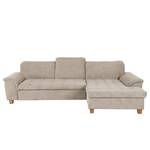 Ecksofa Charlo Antiklederlook - Flachgewebe Soan: Cappuccino - Longchair davorstehend rechts - Ohne Schlaffunktion