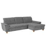 Ecksofa Charlo Antiklederlook - Flachgewebe Soan: Grau - Longchair davorstehend rechts - Ohne Schlaffunktion