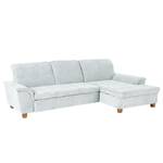 Ecksofa Charlo Antiklederlook - Flachgewebe Soan: Pastellblau - Longchair davorstehend rechts - Ohne Schlaffunktion