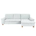 Ecksofa Charlo Antiklederlook - Flachgewebe Soan: Pastellblau - Longchair davorstehend rechts - Ohne Schlaffunktion