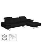 Ecksofa Kingman Echtleder Schwarz - Longchair davorstehend rechts