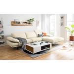 Hoekbank Kingman leer Licht beige - Longchair vooraanzicht rechts