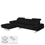 Ecksofa Kingman Echtleder Schwarz - Longchair davorstehend links