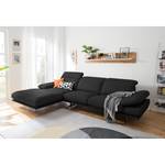 Ecksofa Kingman Echtleder Schwarz - Longchair davorstehend links