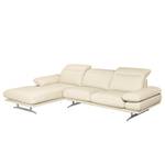 Hoekbank Kingman leer Licht beige - Longchair vooraanzicht links