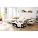 Hoekbank Kingman leer Licht beige - Longchair vooraanzicht links