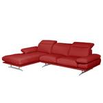 Ecksofa Kingman Echtleder Rot - Longchair davorstehend links