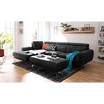 Ecksofa Ryley Kunstleder Antiklederlook - Schwarz - Longchair davorstehend links