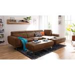 Ecksofa Ryley Kunstleder Antiklederlook - Cognac - Longchair davorstehend rechts