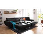 Ecksofa Ryley Kunstleder Antiklederlook - Schwarz - Longchair davorstehend rechts