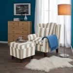 Fauteuil Colmar beige gestreept geweven stof - Beige - Met hocker