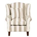 Fauteuil Colmar beige gestreept geweven stof - Beige - Met hocker