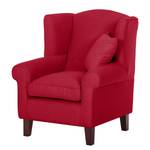 Oorfauteuil Colmar geweven stof - Stof Maka: Rood - Met hocker