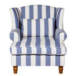 Oorfauteuil Sofia XXL geweven stof - blauw - wit - Blauw/wit