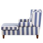 Fauteuil à oreilles Sofia XXL Tissu bleu à rayures - Bleu / Blanc