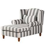 Fauteuil à oreilles Sofia XXL Tissu gris à rayures - Blanc / Gris