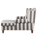 Fauteuil à oreilles Sofia XXL Tissu gris à rayures - Blanc / Gris