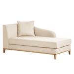 Chaise longue Blomma beige geweven stof - armleuning vooraanzicht links - frame: eikenhoutimitatie - Beige - Armleuning vooraanzicht links - Eik