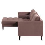 Hoekbank LAONA fluweel - Velours Pauno: Mauve - Longchair vooraanzicht links - Zonder hocker