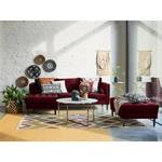 Hoekbank LAONA fluweel - Velours Pauno: Bordeaux - Longchair vooraanzicht links - Zonder hocker