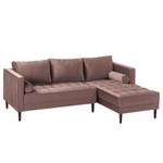 Ecksofa LAONA Samt Pauno: Mauve - Longchair davorstehend rechts - Ohne Hocker