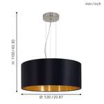 Hanglamp Maserlo II geweven stof/staal - 3 lichtbronnen - Zwart/goudkleurig