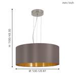 Hanglamp Maserlo II geweven stof/staal - 3 lichtbronnen - Cappuccinokleurig/Goudkleurig