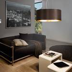 Hanglamp Maserlo II geweven stof/staal - 3 lichtbronnen - Cappuccinokleurig/Goudkleurig