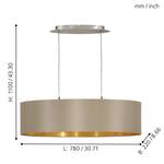 Hanglamp Maserlo III geweven stof/staal - 2 lichtbronnen - Taupe/Goudkleurig - Breedte: 78 cm