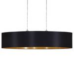 Hanglamp Maserlo III geweven stof/staal - 2 lichtbronnen - Zwart/goudkleurig - Breedte: 100 cm