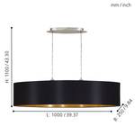 Suspension Maserlo III Tissu / Acier - 2 ampoules - Noir / Doré - Largeur : 100 cm