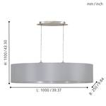 Hanglamp Maserlo III geweven stof/staal - 2 lichtbronnen - Zilver - Breedte: 100 cm