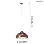 Hanglamp Truro staal - 1 lichtbron - Koper