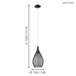 Suspension Razoni Verre / Acier - 1 ampoule - Noir