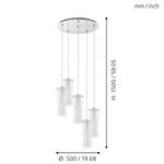 Pendelleuchte Pinto Opalglas / Stahl - 5-flammig - 5