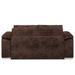 Canapé-lit LATINA avec accoudoir incliné Aspect cuir vieilli - Microfibre Afua: Marron chocolat - Largeur : 170 cm
