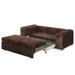 Canapé-lit LATINA avec accoudoir incliné Aspect cuir vieilli - Microfibre Afua: Marron chocolat - Largeur : 210 cm