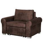 Slaapfauteuil LATINA Basic Country antieke leerlook - Microvezel Afua: Chocoladebruin - Breedte: 125 cm