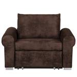 Slaapfauteuil LATINA Basic Country antieke leerlook - Microvezel Afua: Chocoladebruin - Breedte: 125 cm