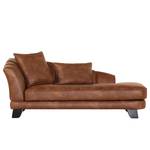 Chaise longue Maggie cappucciokleurige leren look - armleuning vooraanzicht links - Armleuning vooraanzicht links