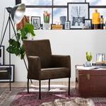 Fauteuil Carnew antieke leerlook - Bruingrijs